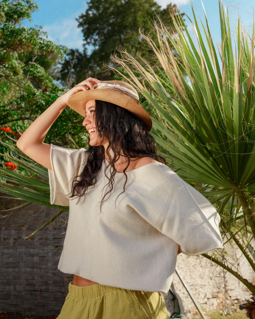 Beige Flow V Neck