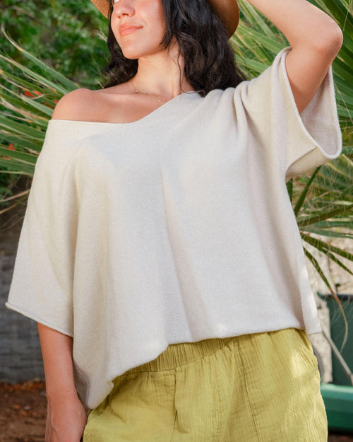 Beige Flow V Neck